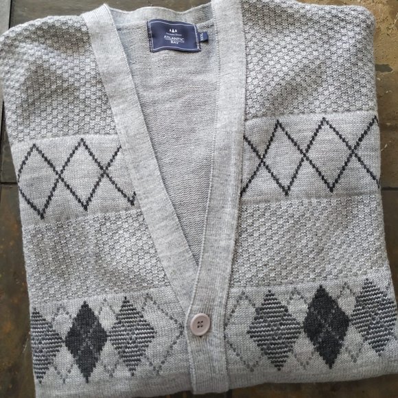 3XL❤️HP❤️Vintage & Retro Geometric Pattern V Neck Button-Up Sweater - Picture 1 of 9
